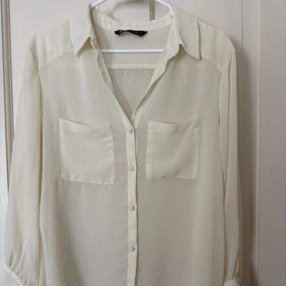 Zara Cream Button Down Shirt - Picture 1 of 10